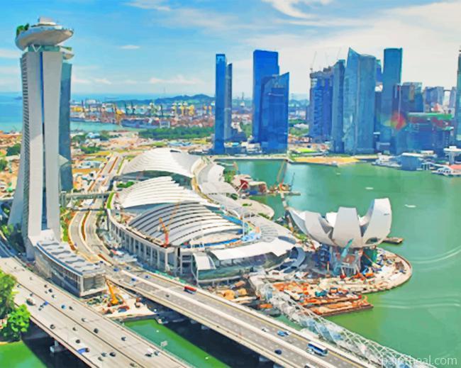 Singapore Marina Bay Skyline Painting By Numbers Kits