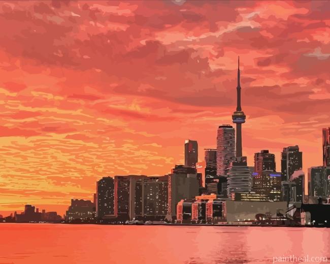 Sunset Toronto City Painting By Numbers Kits