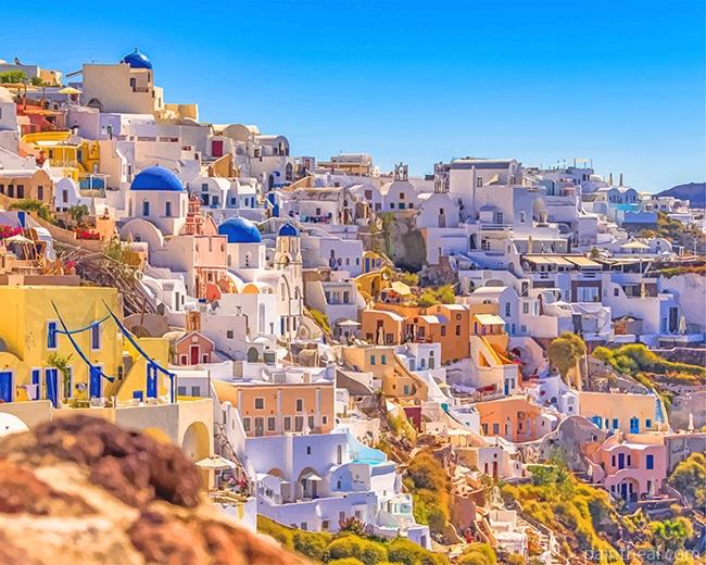 Santorini Thira Greece Painting By Numbers Kits