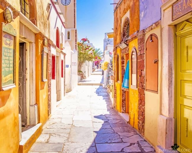 Santorini Street Painting By Numbers Kits