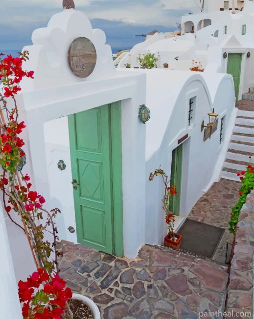 Santorini Island In Greece Painting By Numbers Kits
