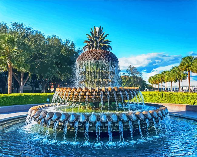 Charleston Pineapple Fountain Painting By Numbers Kits
