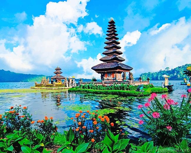 Ulun Danu Deratan Temple Painting By Numbers Kits