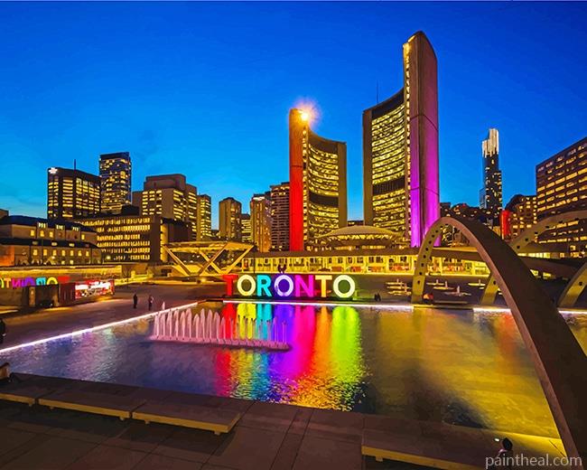 Toronto Canada At Night Painting By Numbers Kits