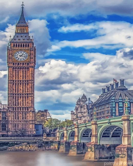 Clock Tower London England Painting By Numbers Kits
