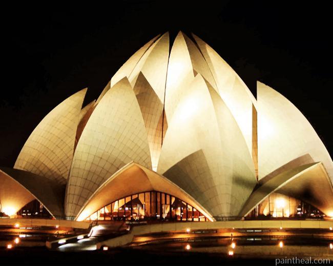 Lotus Temple New Delhi India Painting By Numbers Kits