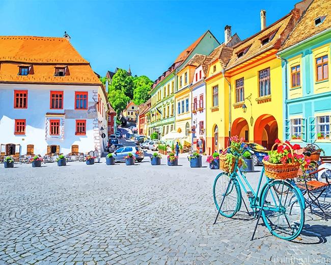 Sighisoara Old Town Painting By Numbers Kits