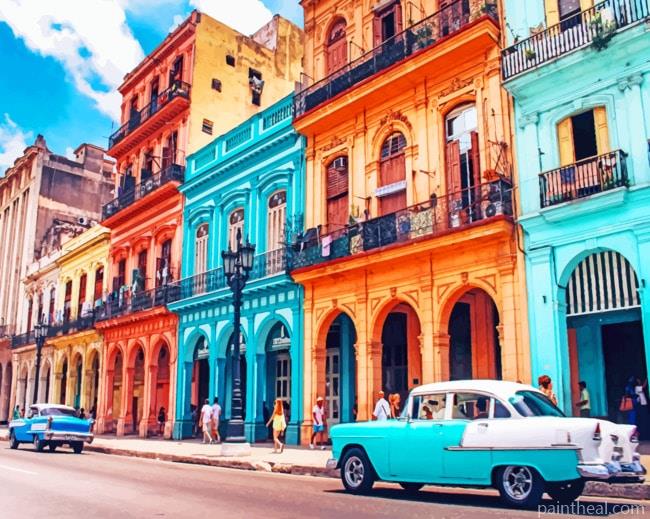 Colorful Buildings In Havana Painting By Numbers Kits