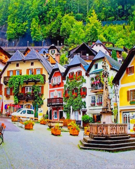 Houses Hallstatt Austria Painting By Numbers Kits