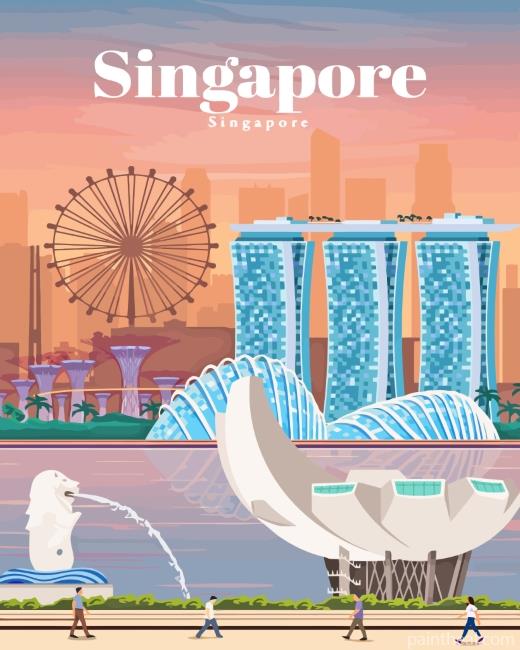 Asia Singapore Poster Painting By Numbers Kits