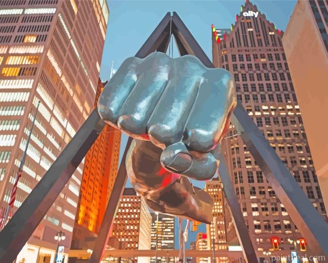 The Fist Monument Detroit Michigan Painting By Numbers Kits