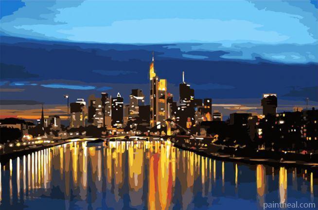 Frankfurt At Night Painting By Numbers Kits