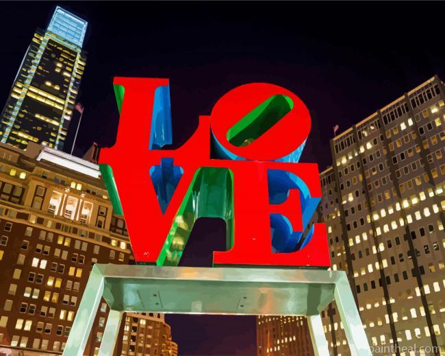 Love Statue Philly Park Painting By Numbers Kits