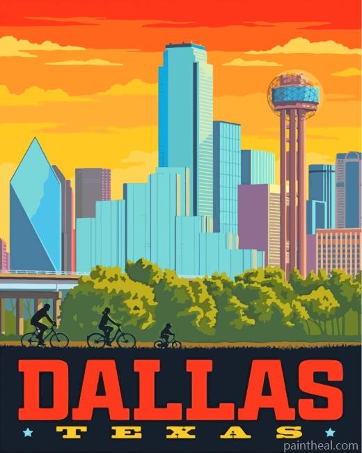 Dallas City Poster Painting By Numbers Kits