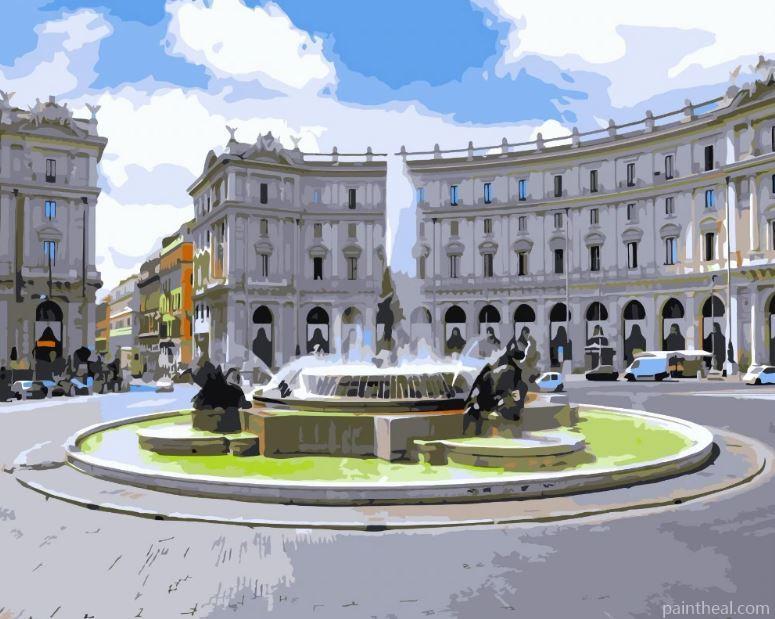 Piazza Della Repubblica Rome Painting By Numbers Kits