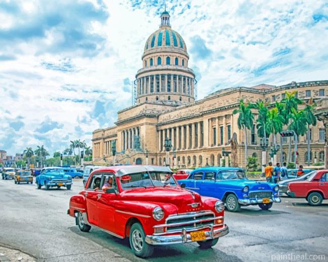 Classical Cars In Havana Painting By Numbers Kits
