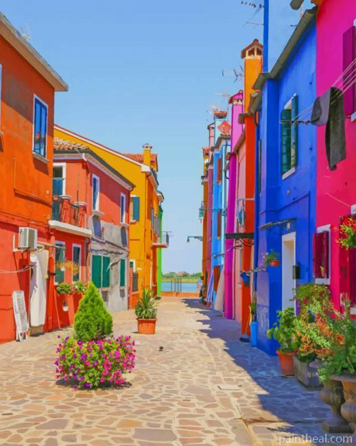 Burano Colorful Street Painting By Numbers Kits