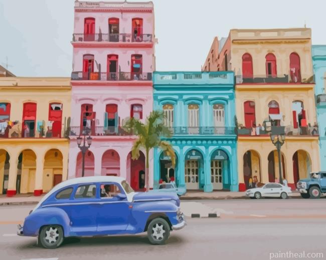 Cuba Colorful Building Painting By Numbers Kits
