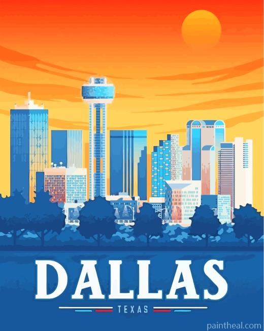 Texas Dallas Poster Painting By Numbers Kits