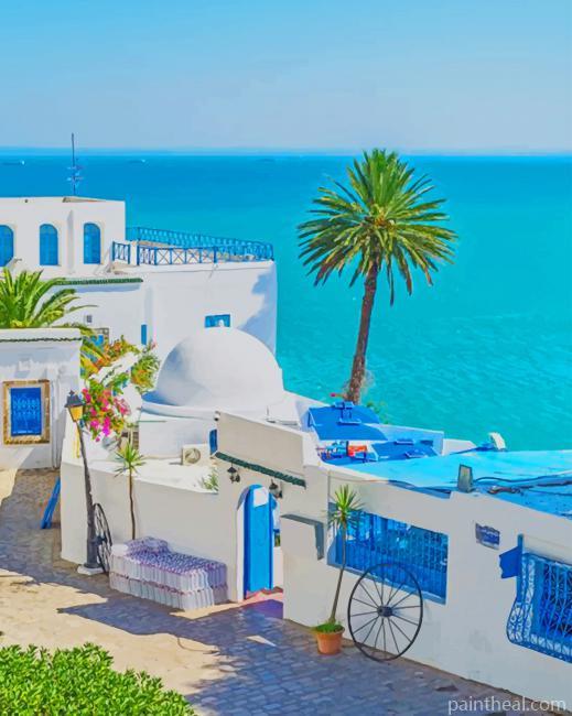 Sidi Bou Said Tunisia Painting By Numbers Kits