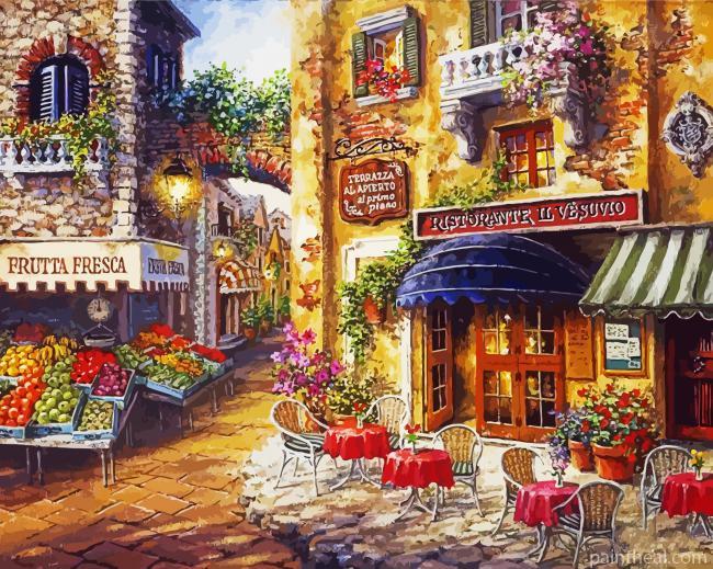 Italian Outdoor Coffee Painting By Numbers Kits