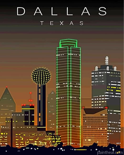 Dallas Buildings Poster Painting By Numbers Kits