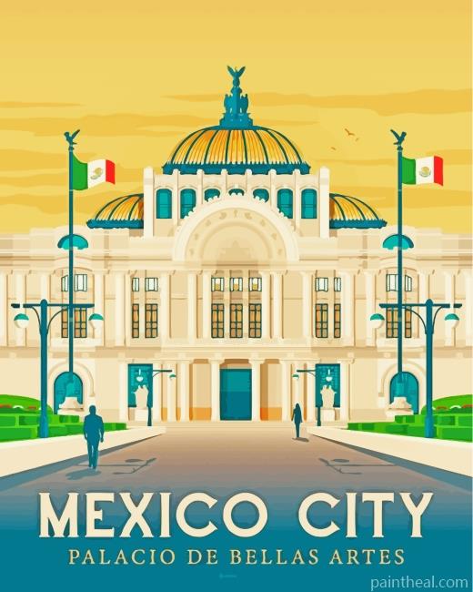 Mexico City Poster Painting By Numbers Kits