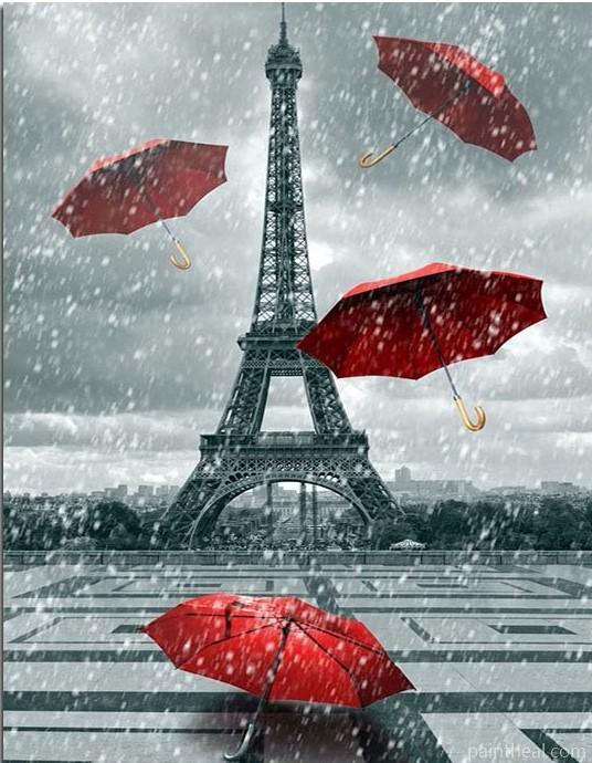 Umbrellas In Paris Painting By Numbers Kits