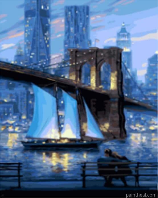 Brooklyn Bridge At Night Painting By Numbers Kits