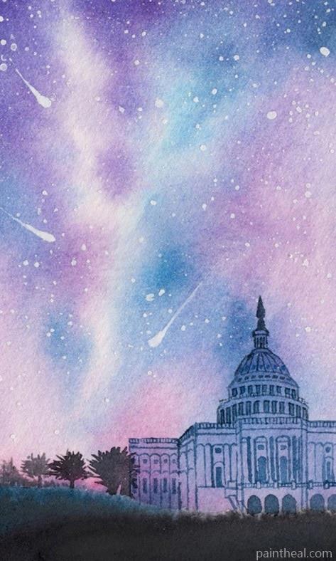 United States Capitol Galaxy Sky Painting By Numbers Kits