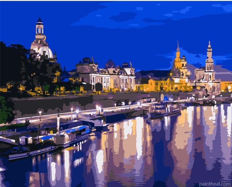 Dresden Germany At Night Painting By Numbers Kits