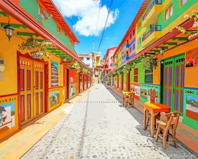 Colombia Colorful Houses Painting By Numbers Kits