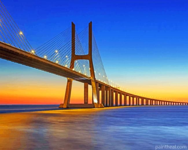 Vasco Da Gama Bridge Portugal Painting By Numbers Kits