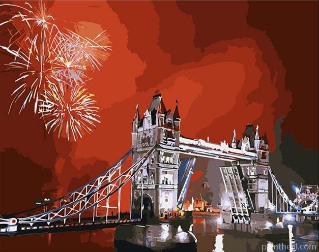 London Tower Bridge Fireworks Painting By Numbers Kits