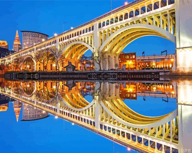 Cleveland Bridge Reflection Painting By Numbers Kits