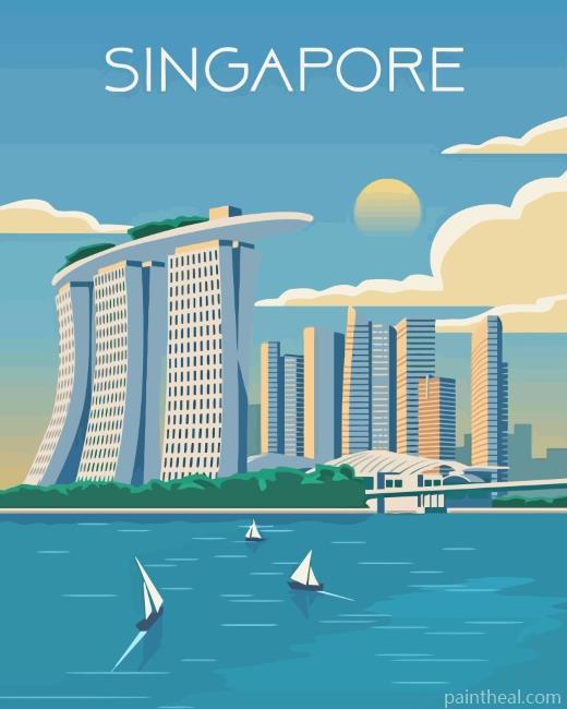 Singapore City Poster Painting By Numbers Kits
