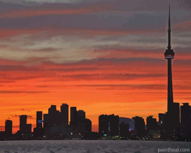 Toronto Buildings Silhouette Painting By Numbers Kits