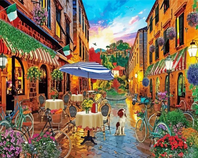 Beautiful Italian Outdoor Coffee Painting By Numbers Kits