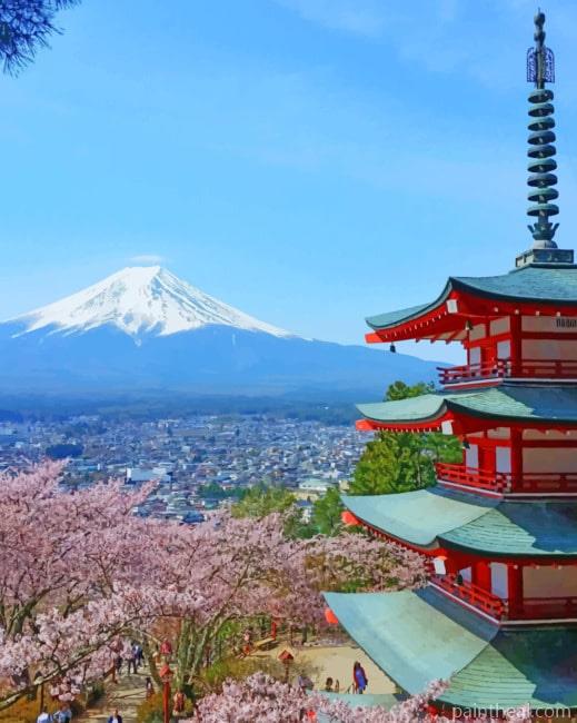 Arakurayama Sengen Park Japan Painting By Numbers Kits