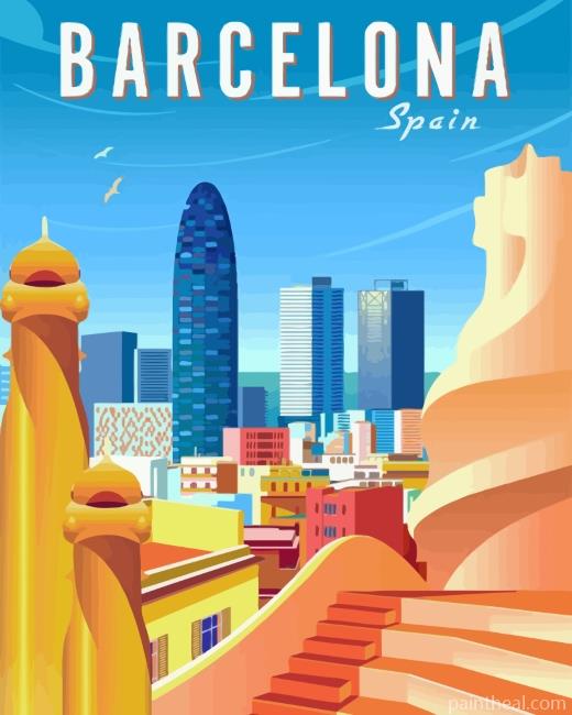 Barcelona Spain Poster Painting By Numbers Kits