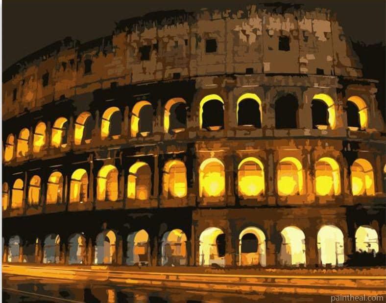 Colosseum At Night Rome Painting By Numbers Kits