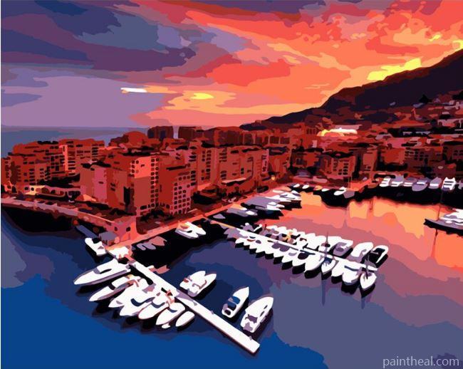Fontvieille Harbour Monaco Painting By Numbers Kits