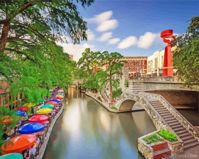 US Texas San Antonio River Painting By Numbers Kits