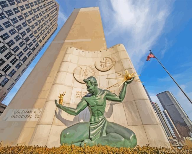 The Spirit Of Detroit Michigan Painting By Numbers Kits