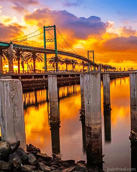 Long Beach Bridge California Sunset Painting By Numbers Kits