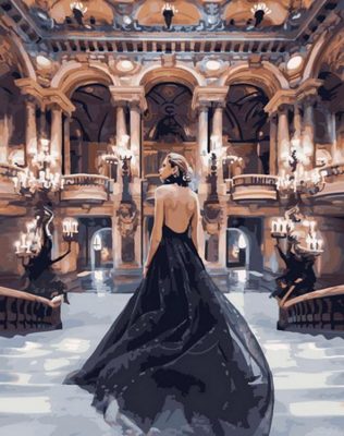 Lady in black dress paint by number