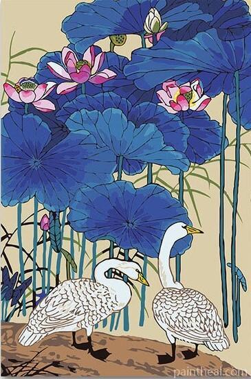 Duck Lotus Flower Birds Painting By Numbers Kits