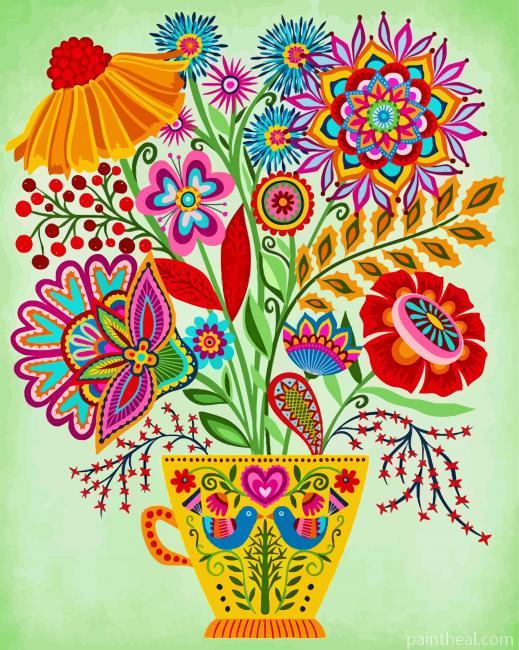 Mandala Flowers Vase Painting By Numbers Kits