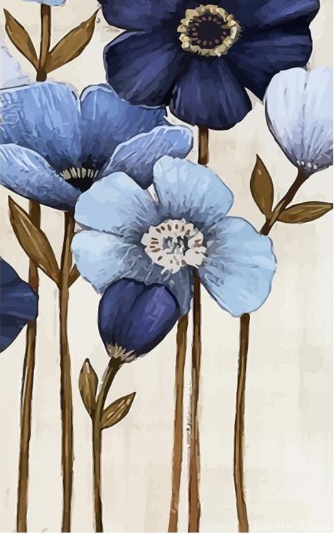 Blue Violet Flowers Painting By Numbers Kits