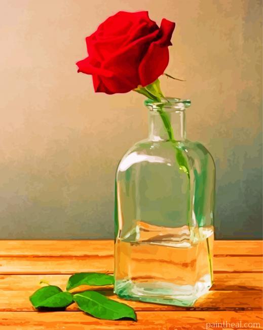 Red Rose In Jar Painting By Numbers Kits